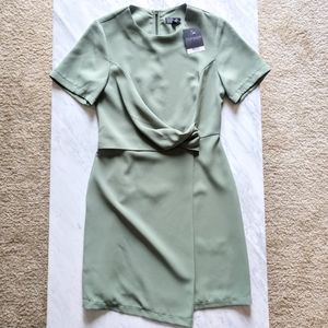 Topshop Green Dress Short Sleeve Faux Wrap 4